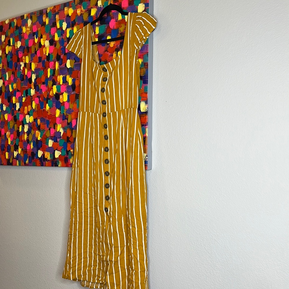Mustard color dress with back opening